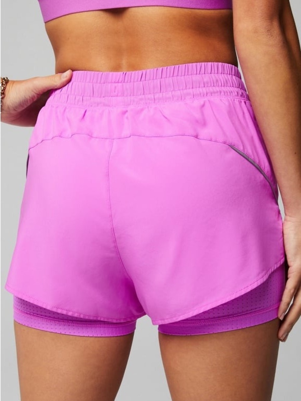 Fabletics Pink Layered Athletic Shorts - Picture 2 of 5